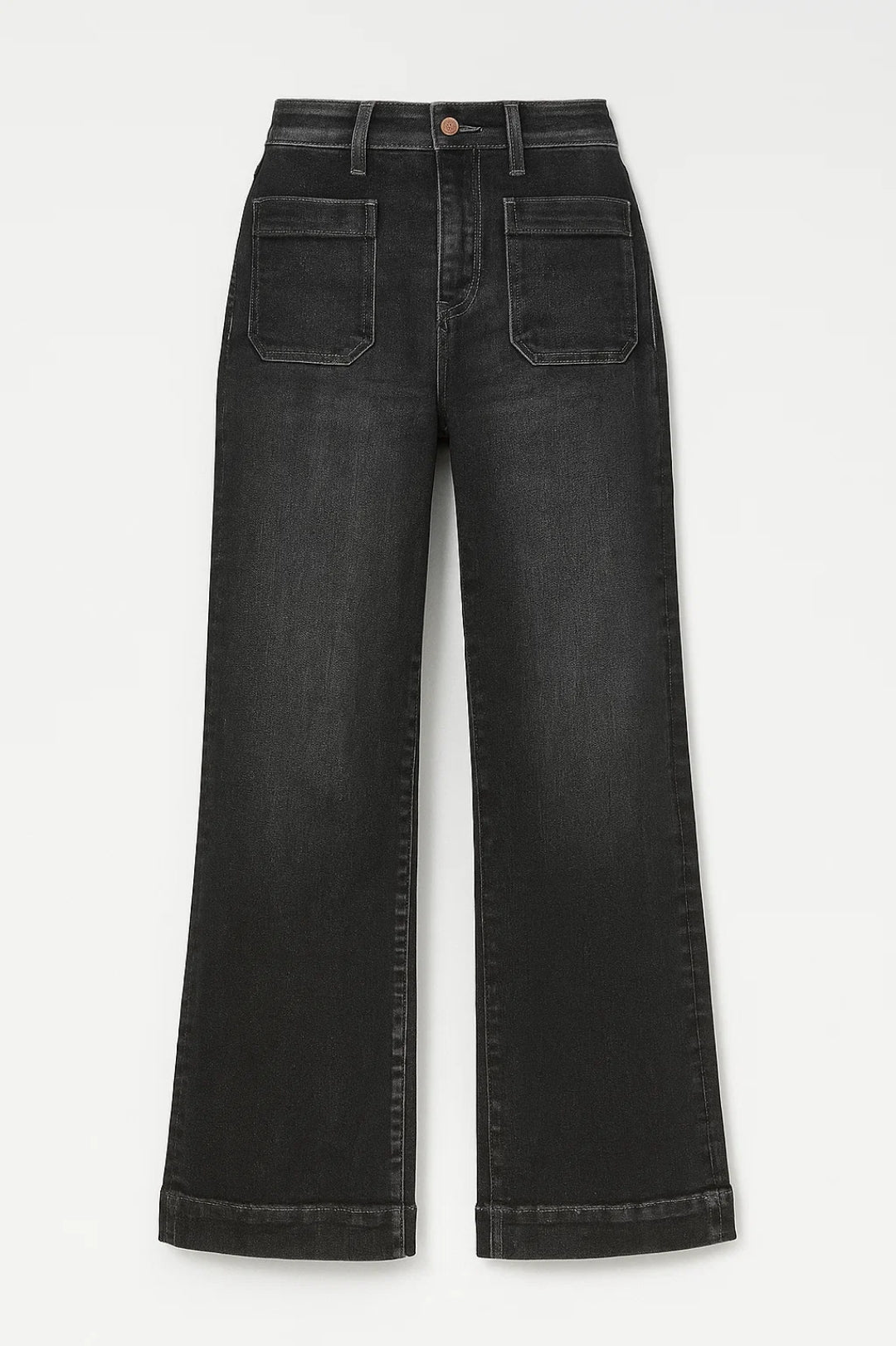 Women's High-Waisted Wide-Leg Jeans with Patch Pockets
