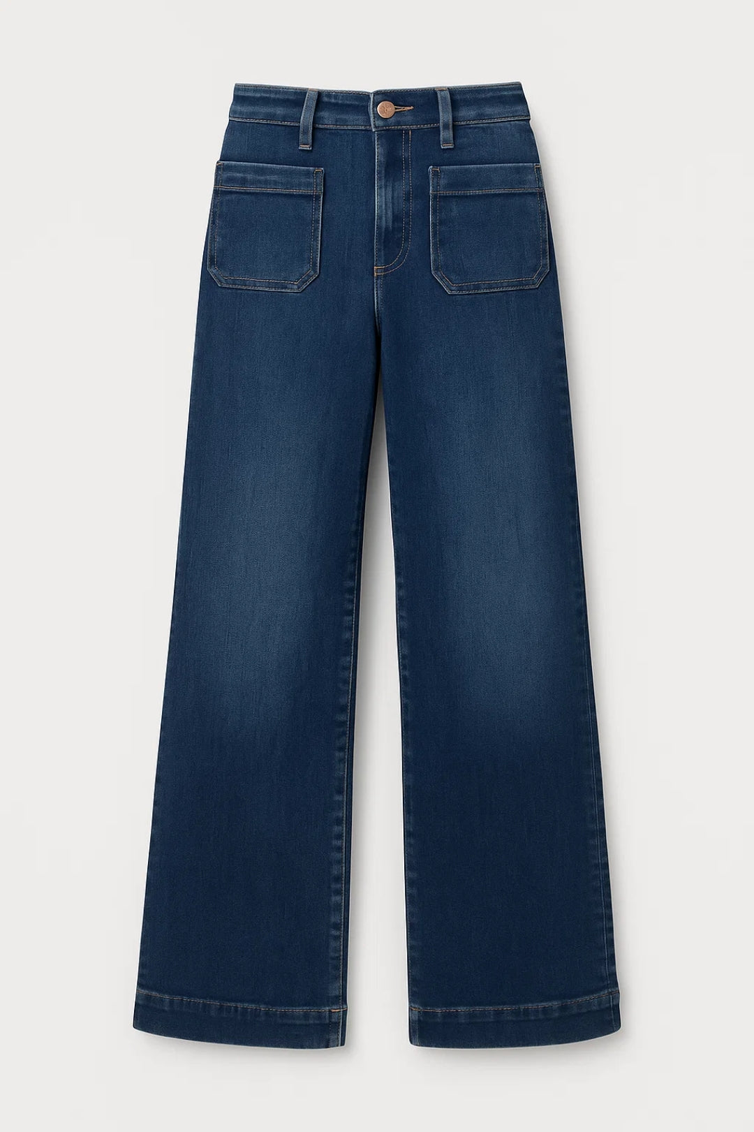 Women's High-Waisted Wide-Leg Jeans with Patch Pockets