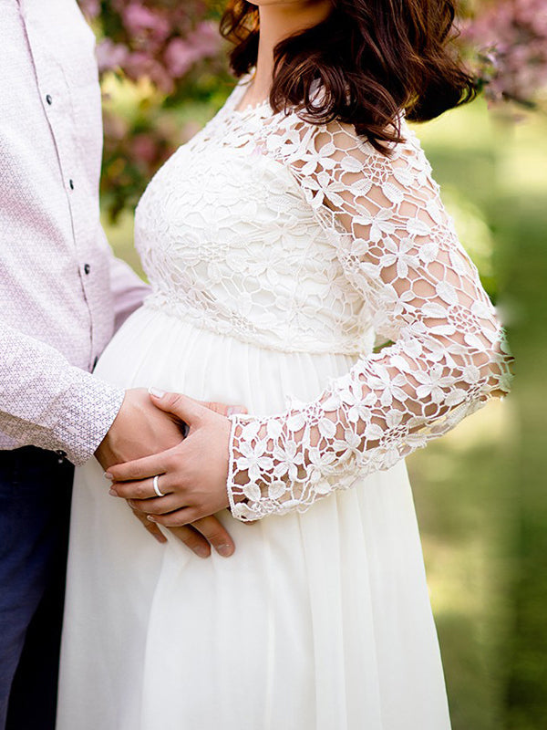 Aurora | Elegant Lace Chiffon Maxi Dress