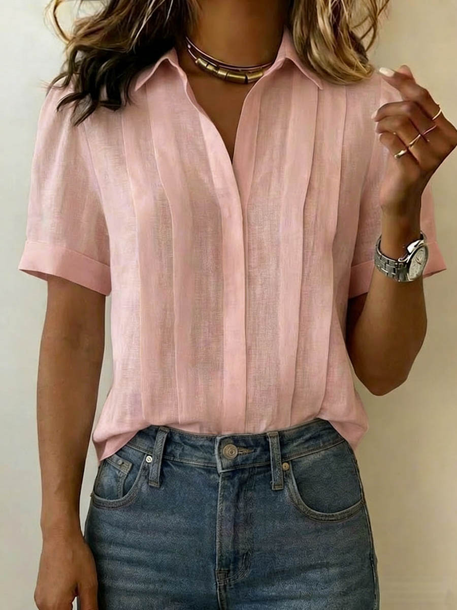 Valessia | Women's Pleated Collared Blouse
