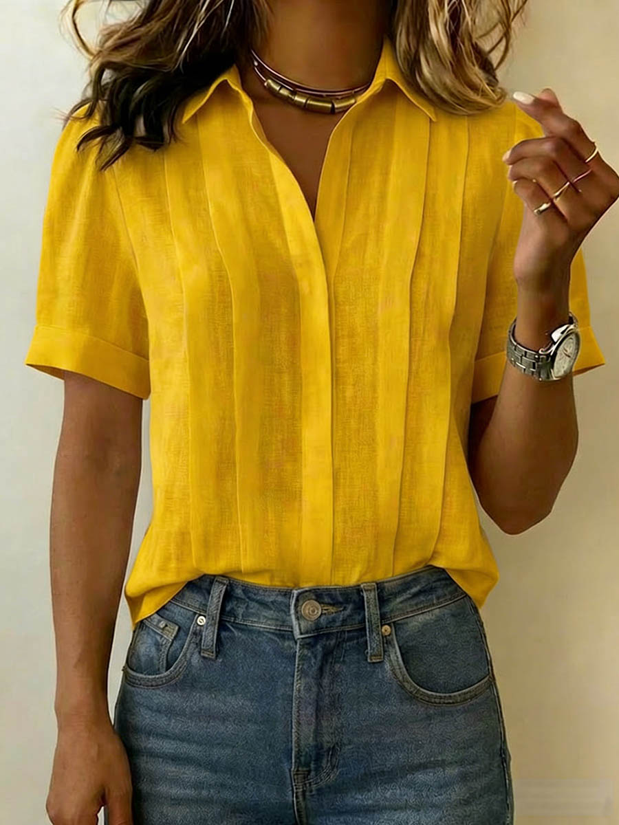 Valessia | Women's Pleated Collared Blouse