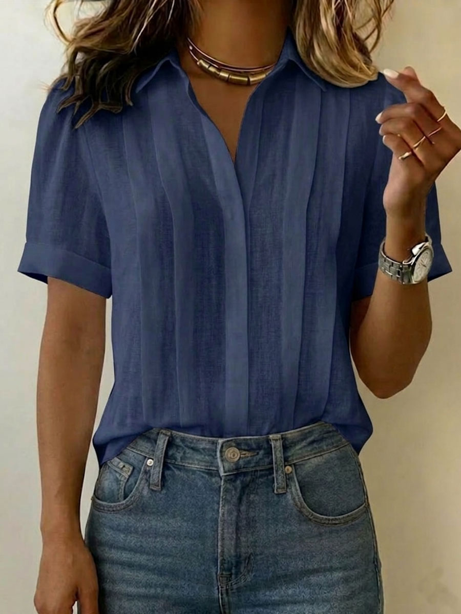 Valessia | Women's Pleated Collared Blouse