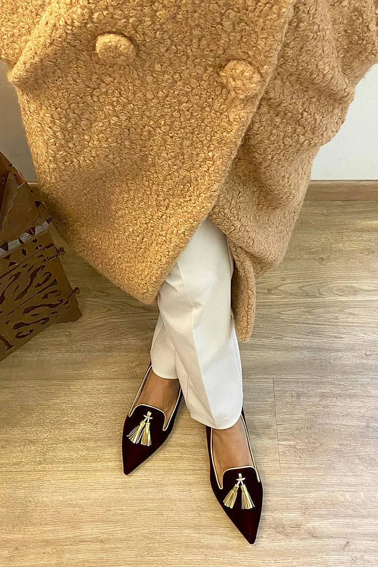 Veloria | Women's Pointed Toe Tassel Loafers