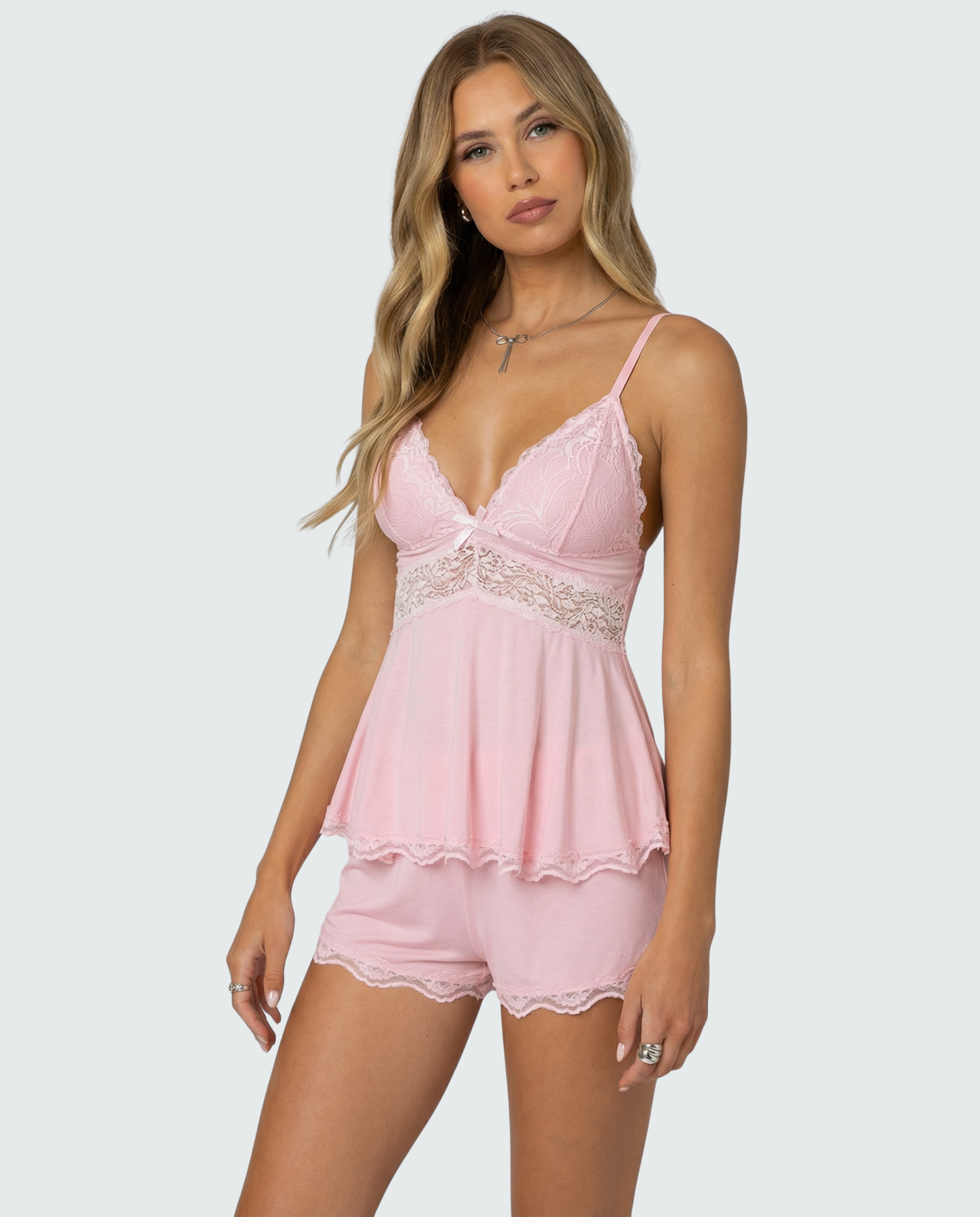 Vivienne | Lace Trim Cami & Shorts Set