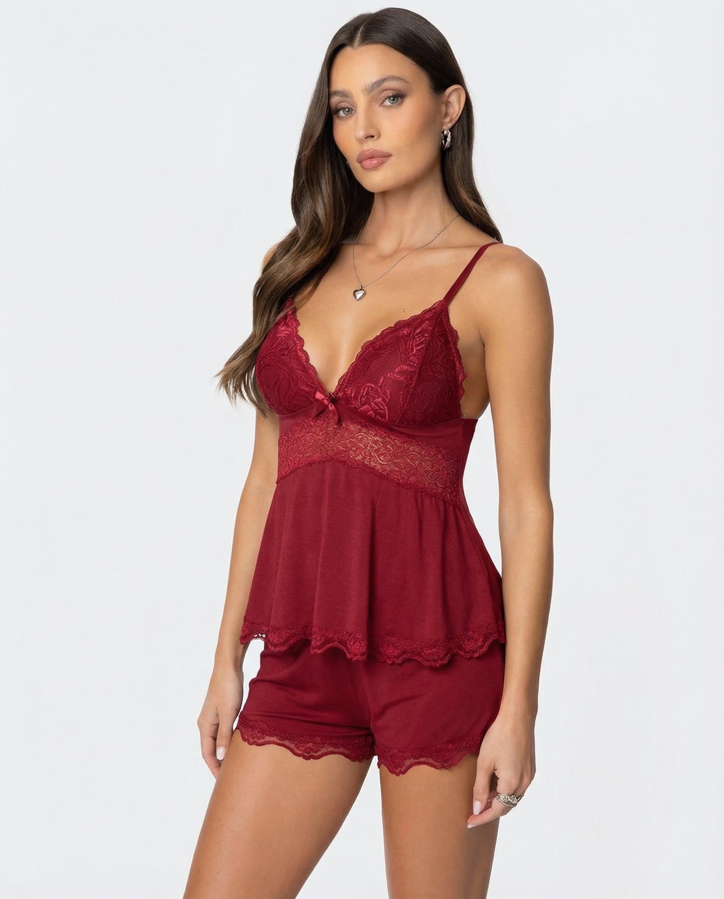 Vivienne | Lace Trim Cami & Shorts Set