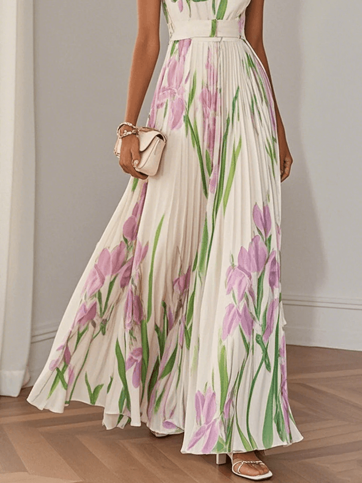 Eliana | Women's Floral Chiffon Pleated Party Maxi Dress