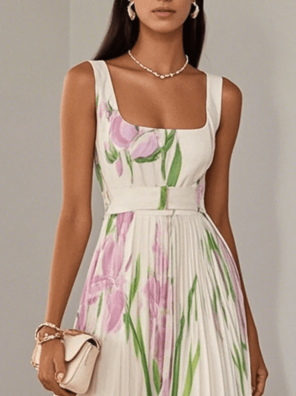 Eliana | Women's Floral Chiffon Pleated Party Maxi Dress