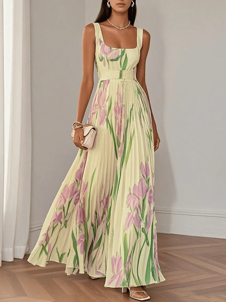 Eliana | Women's Floral Chiffon Pleated Party Maxi Dress