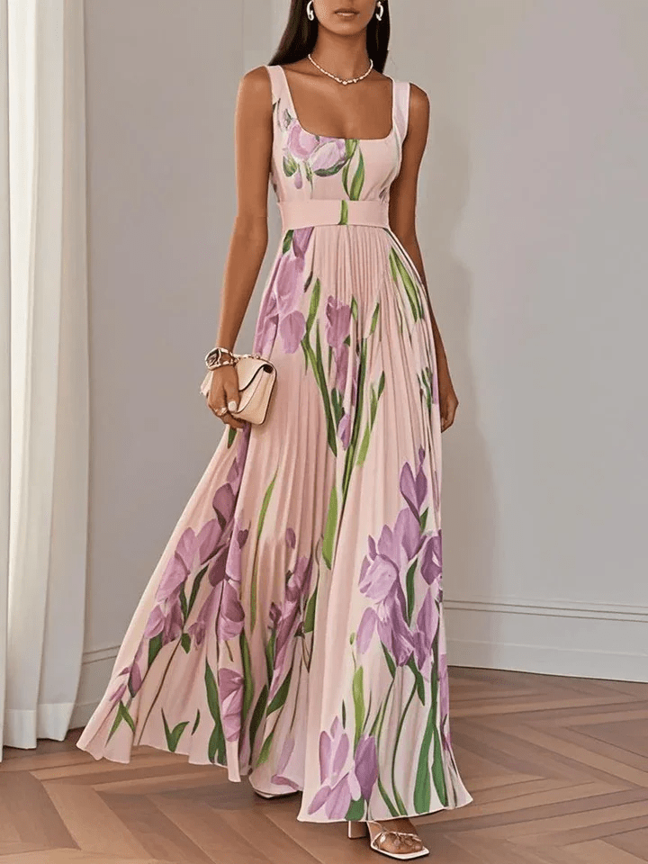 Eliana | Women's Floral Chiffon Pleated Party Maxi Dress