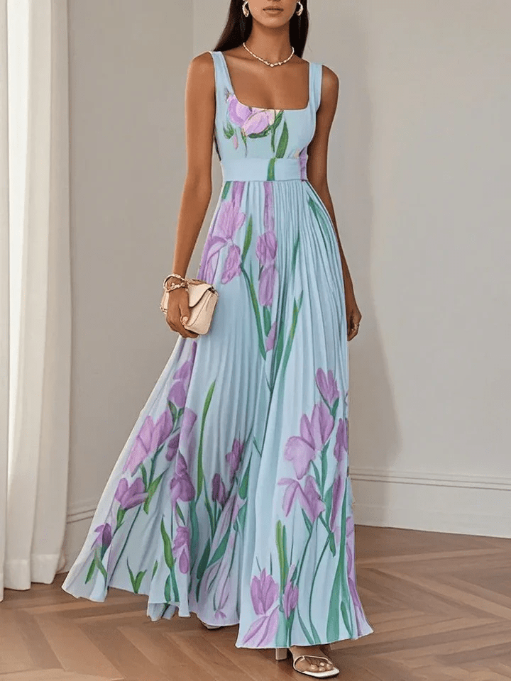 Eliana | Women's Floral Chiffon Pleated Party Maxi Dress
