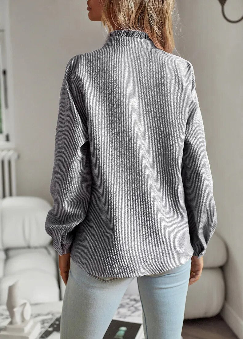Roseline | Women's Ruffle Front Button-Up Blouse