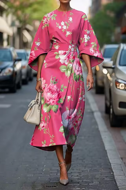 Élodie | Elegant Floral Midi Dress