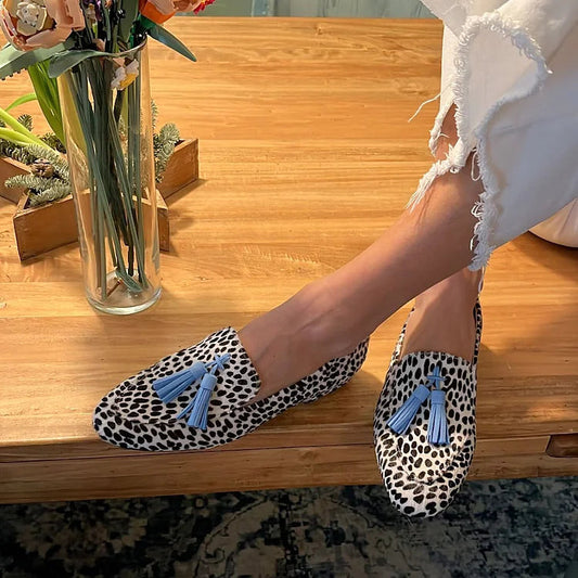 Savelle | Women's Leopard Print Tassel Loafers