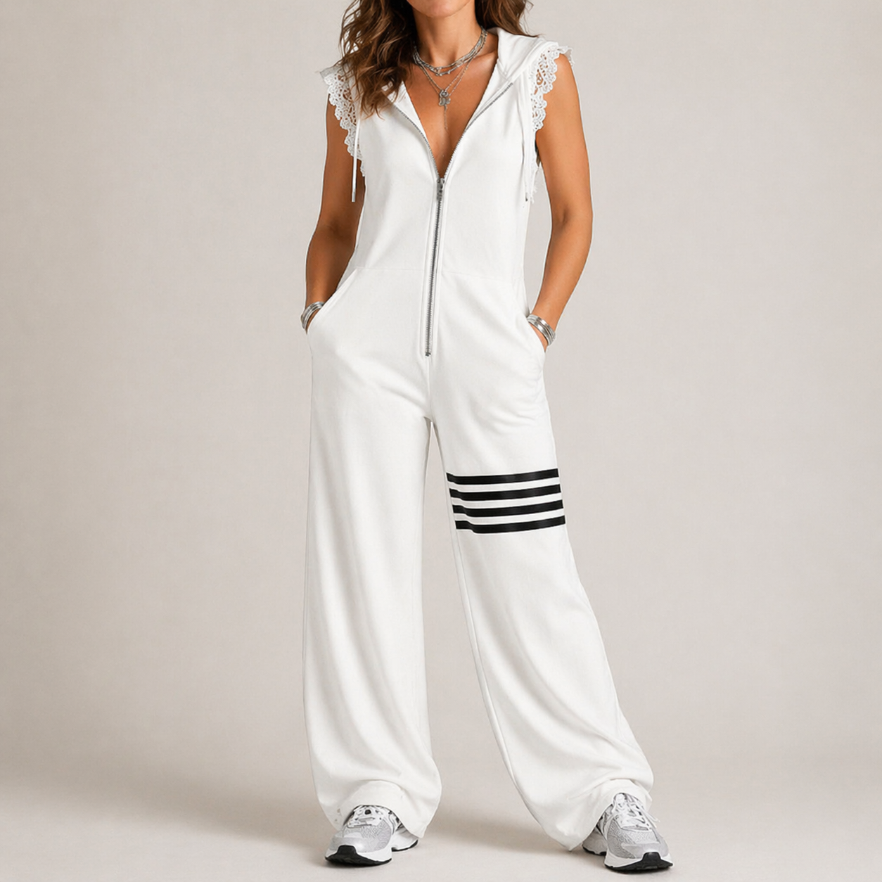 Zaria | Sleeveless Zip Front Active Jumpsuit