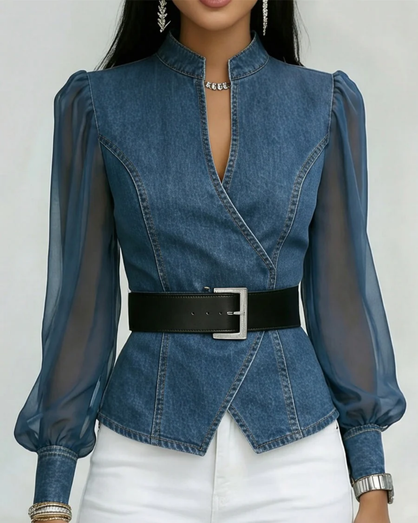 Seraphelle | Women's Belted Peplum Blouse