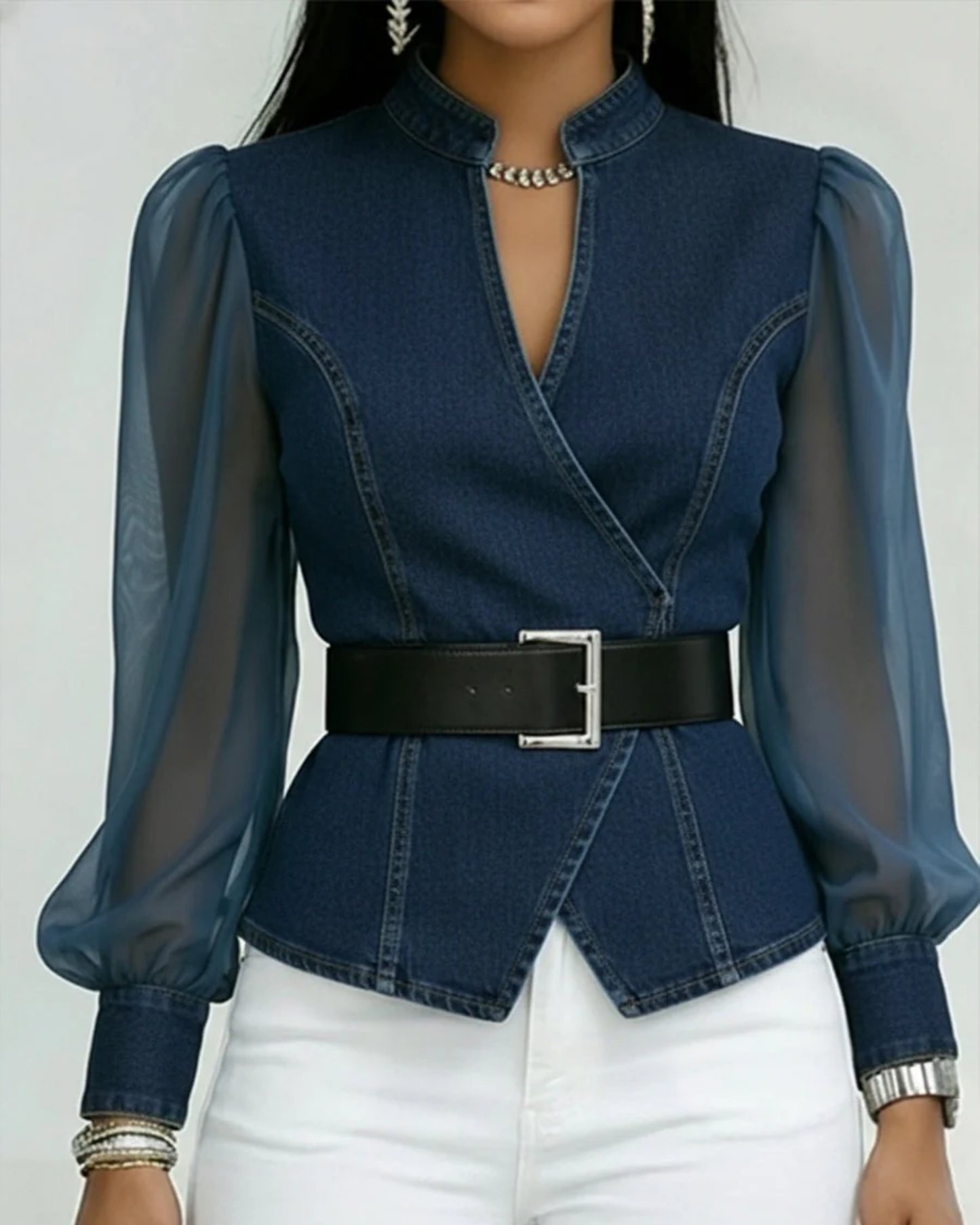 Seraphelle | Women's Belted Peplum Blouse