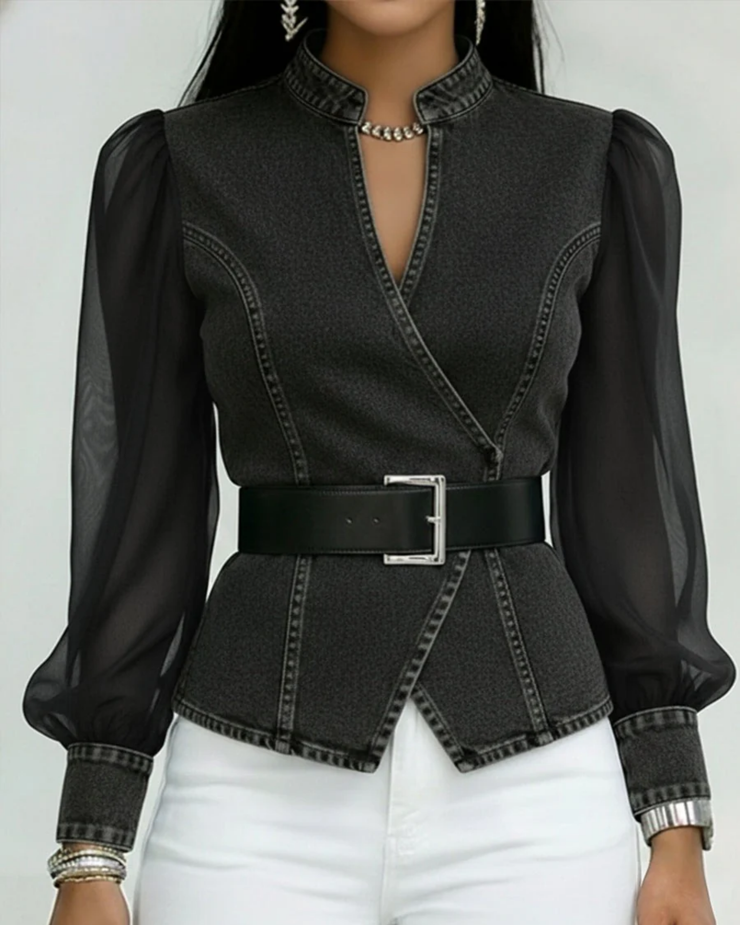 Seraphelle | Women's Belted Peplum Blouse