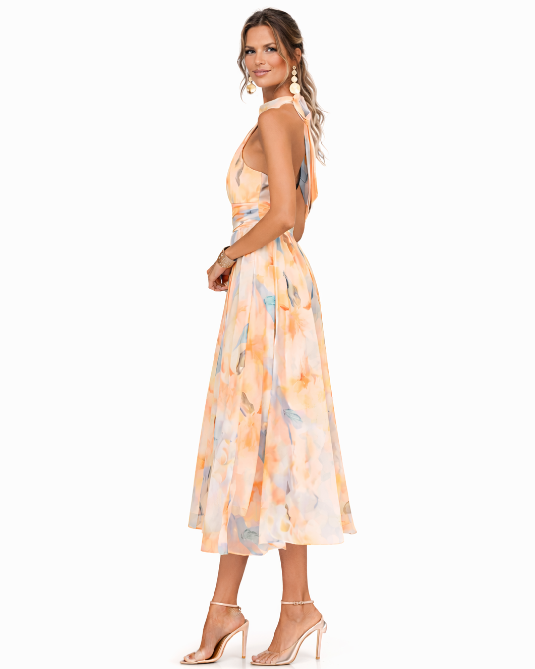 Selene | Halter Neck Printed Maxi Dress