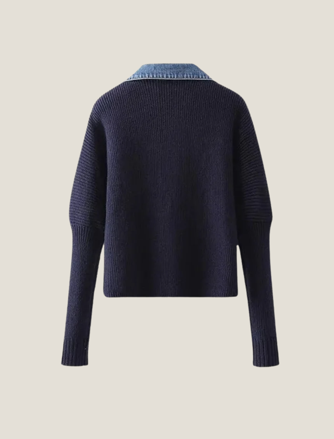 Célestia | Women's Collared Contrast Knit Cardigan