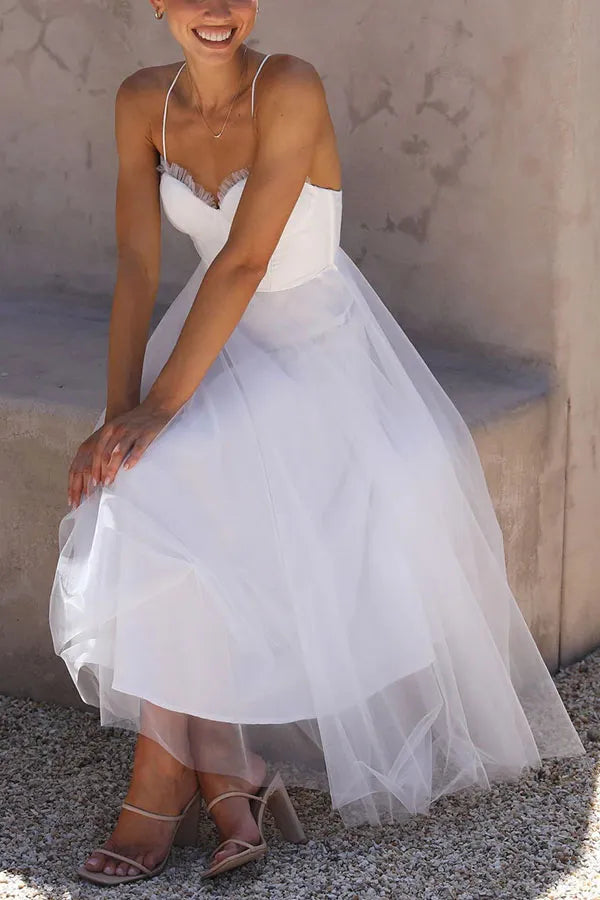 Lucienne | Women's Corset Tulle Party Midi Dress