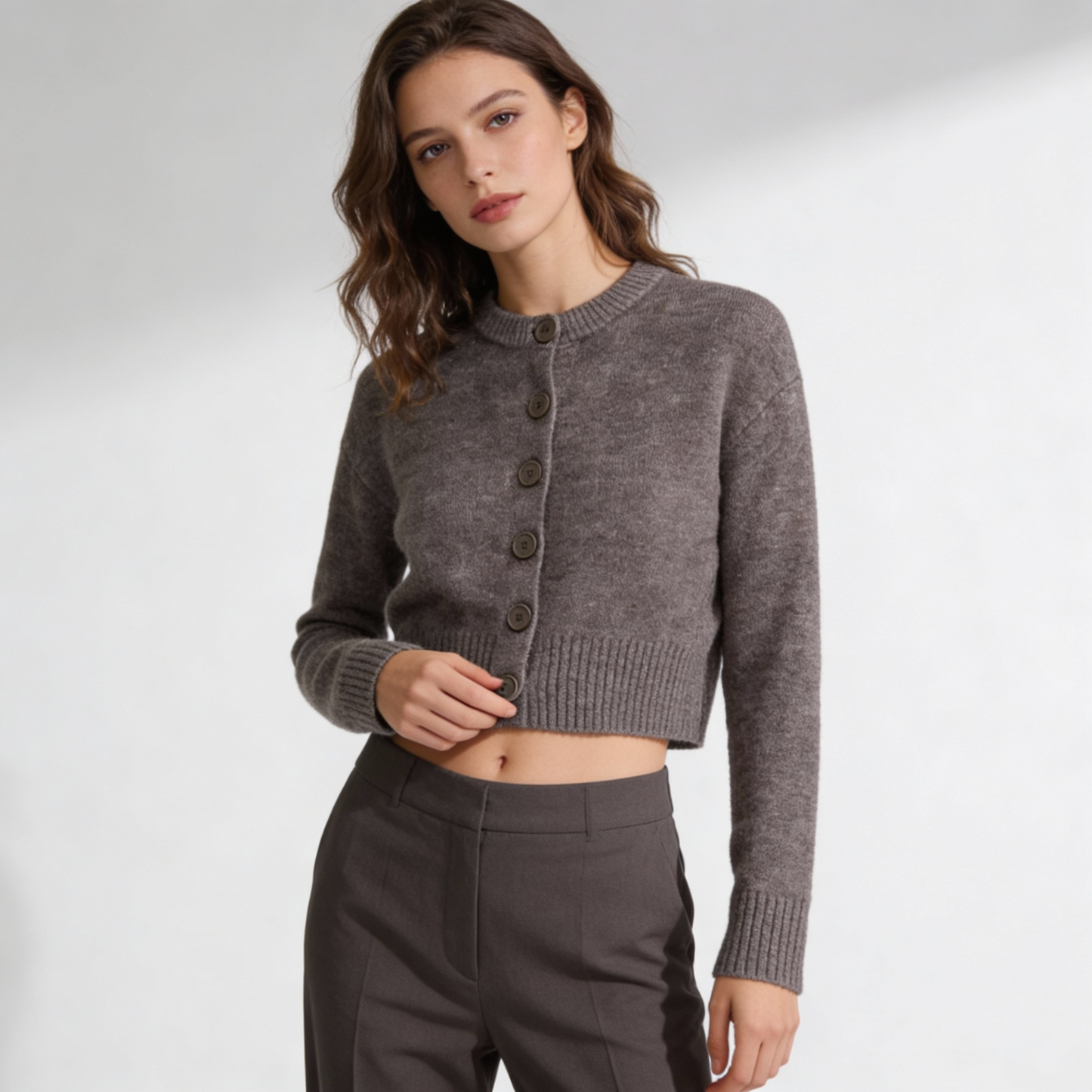 Maisie | Cropped Knit Cardigan with Button Front