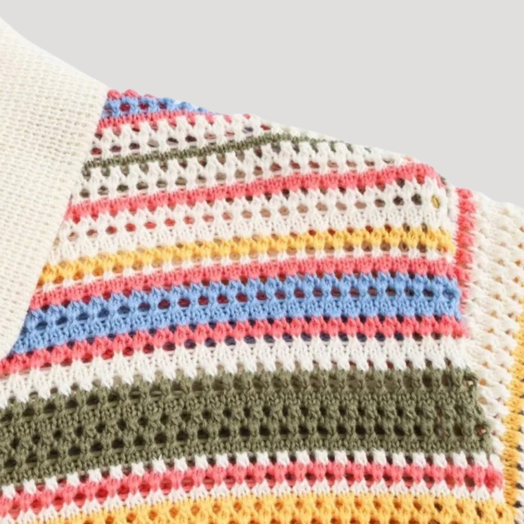 Mariselle | Women's Striped Crochet Knit Cardigan