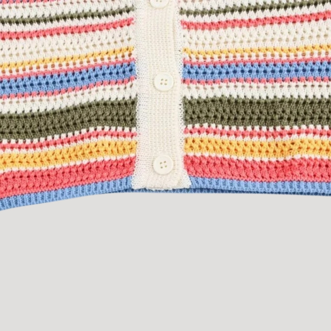 Mariselle | Women's Striped Crochet Knit Cardigan