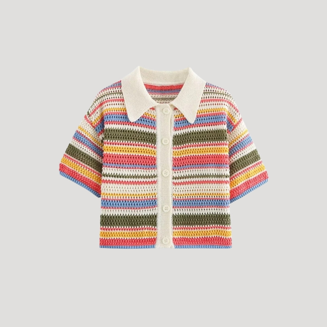 Mariselle | Women's Striped Crochet Knit Cardigan