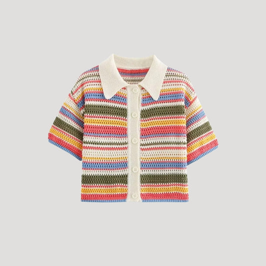 Mariselle | Women's Striped Crochet Knit Cardigan