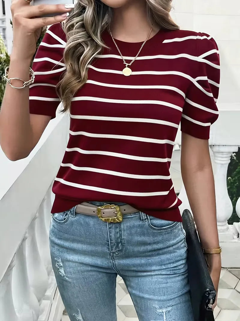 Soreia | Women's Striped Puff Sleeve Top