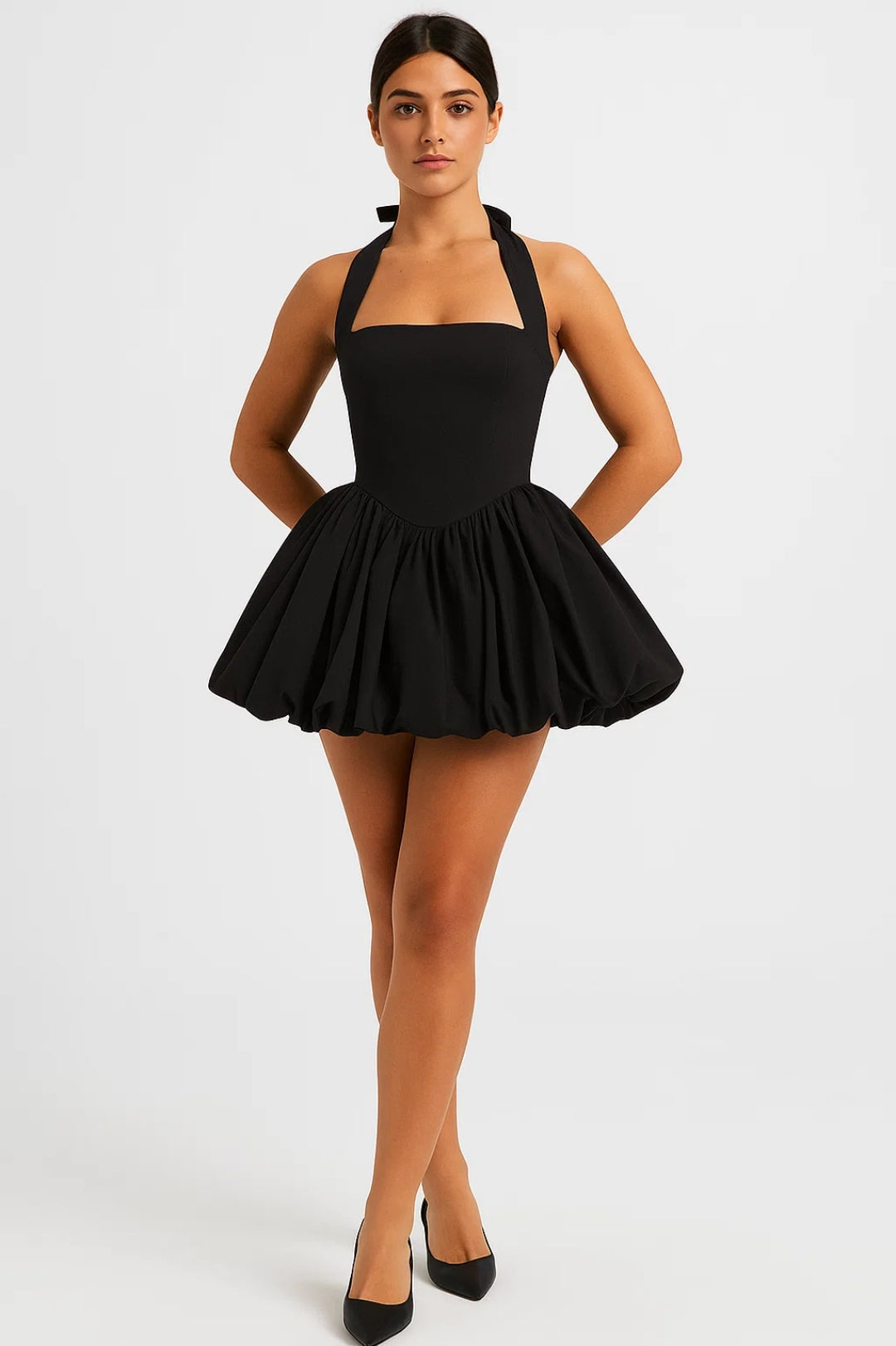 Odette | Red Halterneck Christmas Party Mini Dress