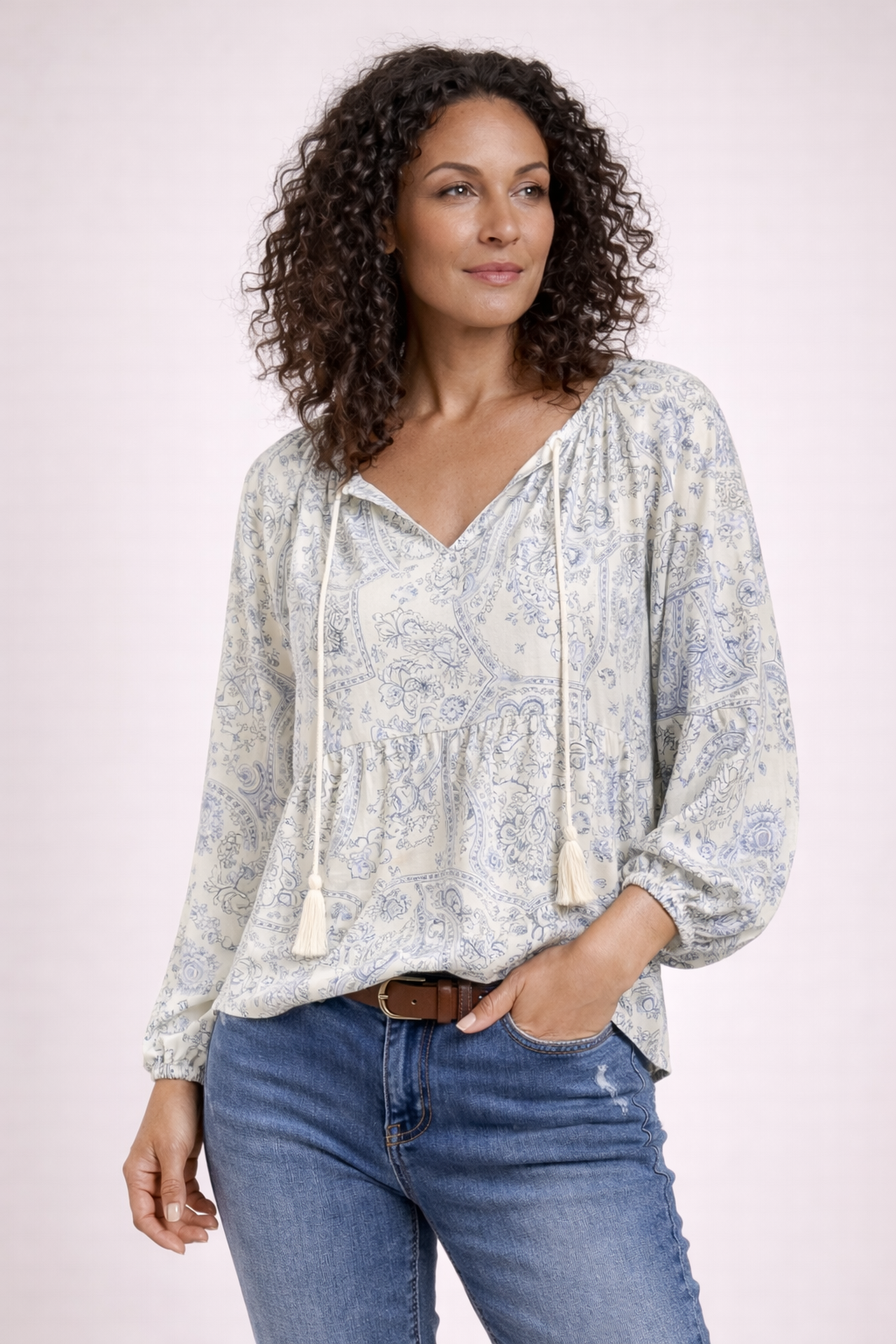 Lunara Boho Blouse – Ivory White