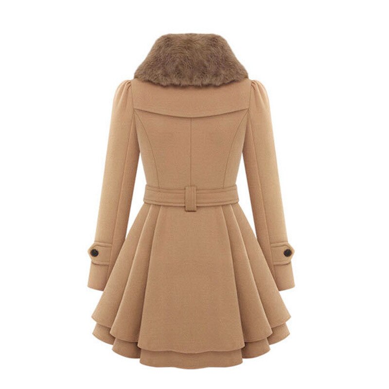 Celeste | Women’s Faux Fur Collar Belted Wool-Blend Jacket