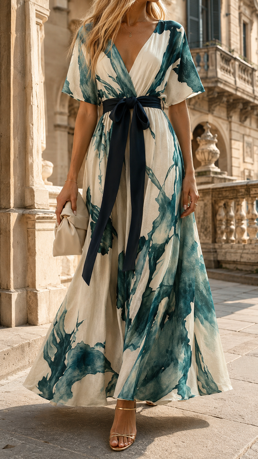 Soleina | Printed Wrap Maxi Dress