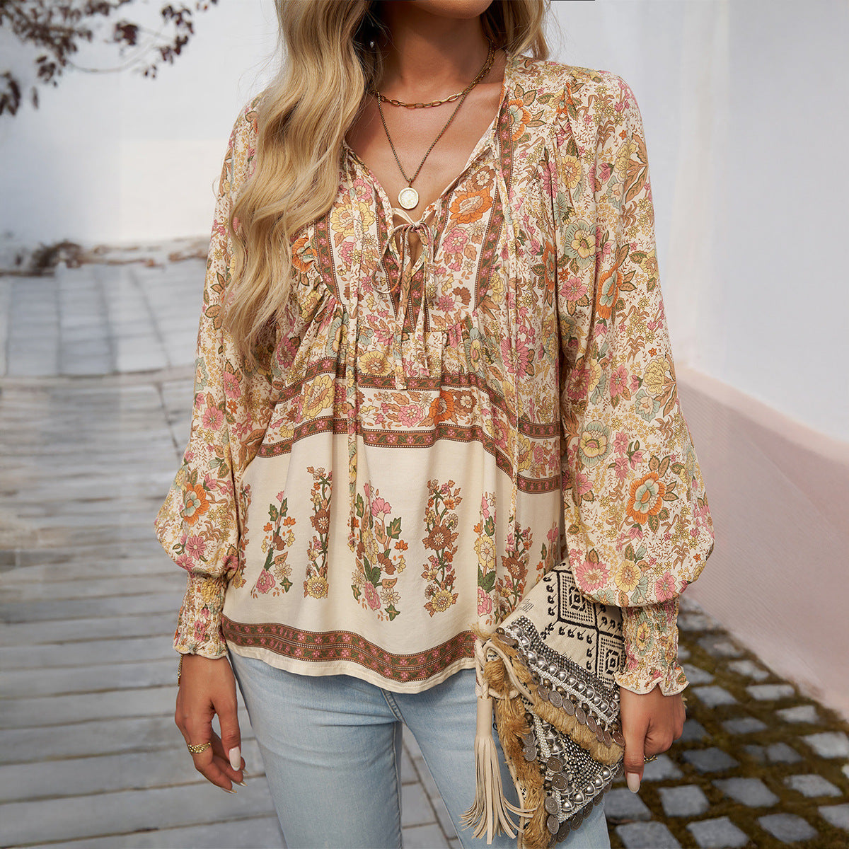 Aurelia | Women's Bohemian Floral Print Blouse