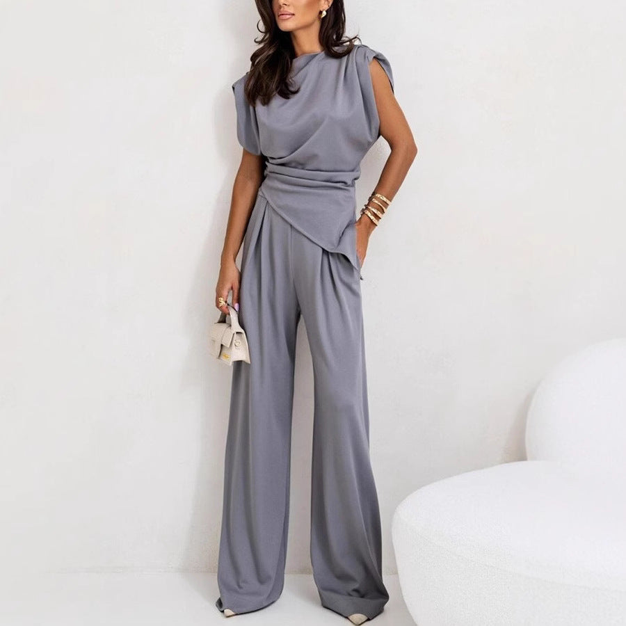 Sable | Women's Draped Top & Wide-Leg Trouser Co-Ord Set
