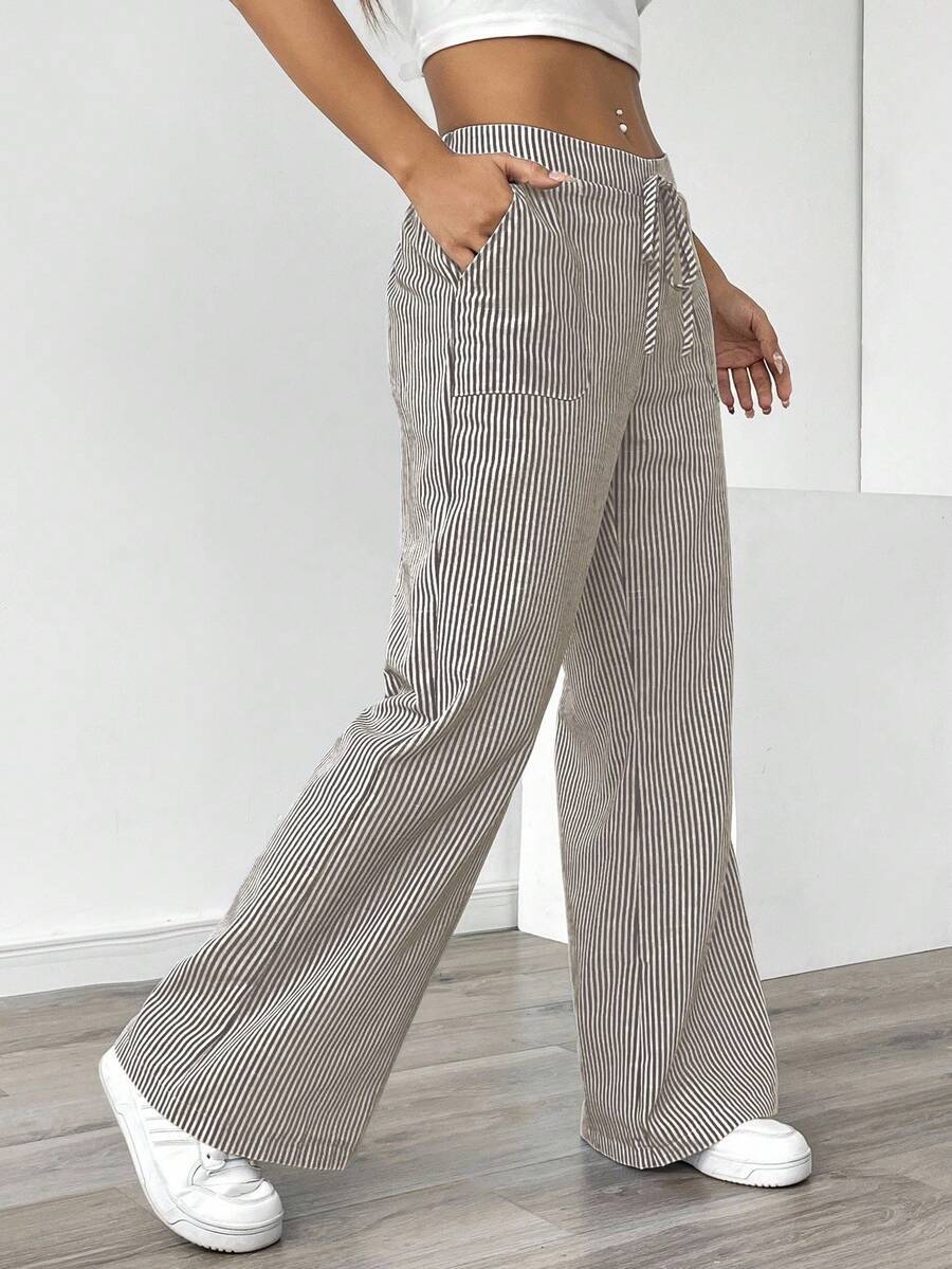Lorévia | Women's Striped Wide Leg Trousers