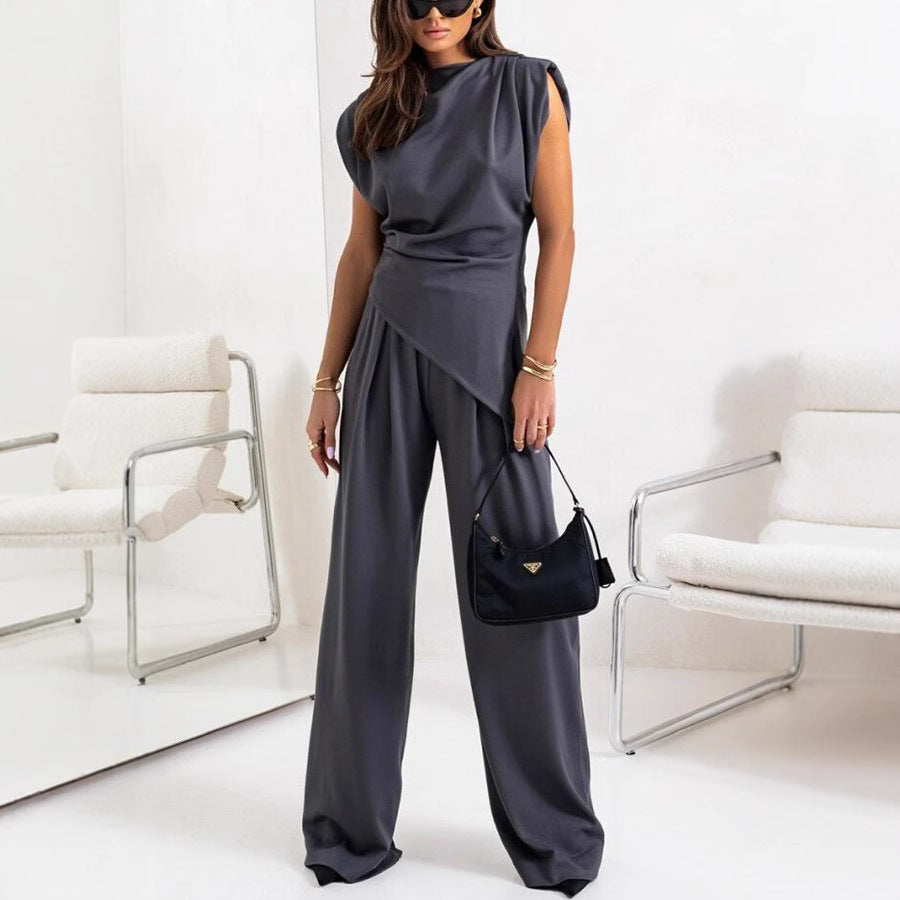 Sable | Women's Draped Top & Wide-Leg Trouser Co-Ord Set