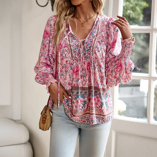 Aurelia | Women's Bohemian Floral Print Blouse