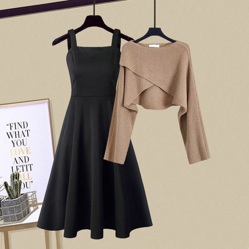 Elowyn | Women's Midi Dress & Cropped Cardigan Set