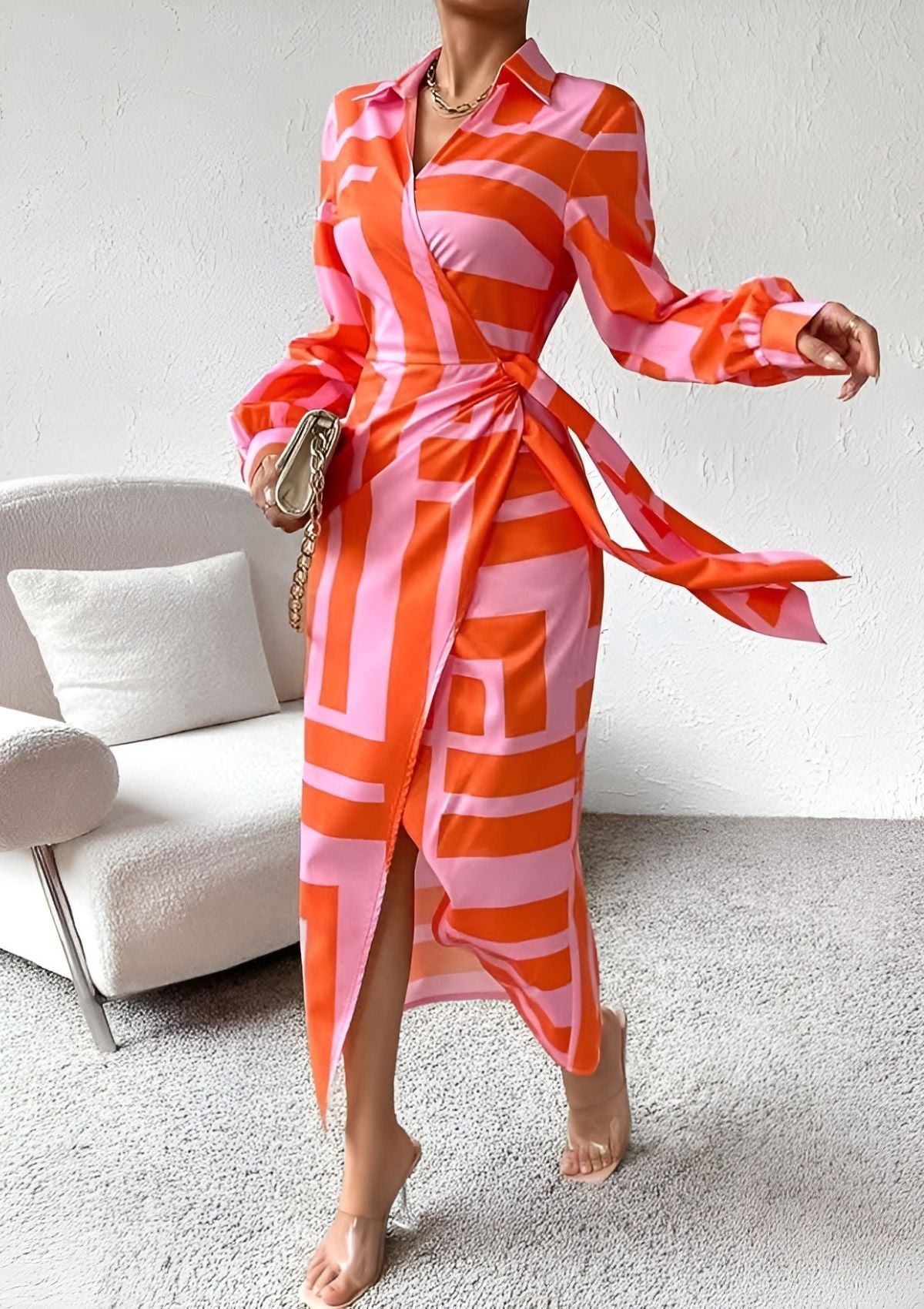 Marina | Striped Wrap Waist Dress