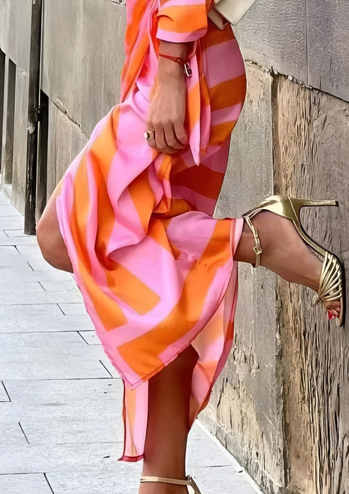Marina | Striped Wrap Waist Dress