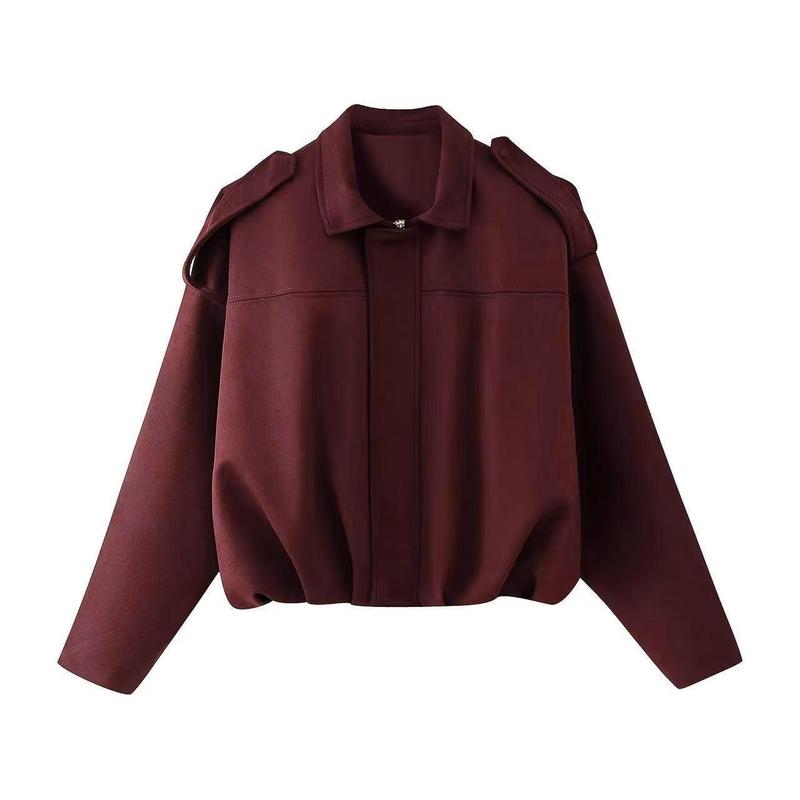 Tove | Women's Oversized Cropped Faux Suede Bomber Jacket