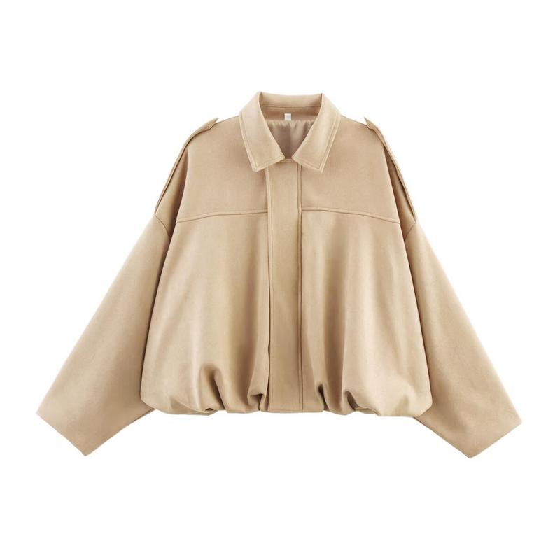 Tove | Women's Oversized Cropped Faux Suede Bomber Jacket