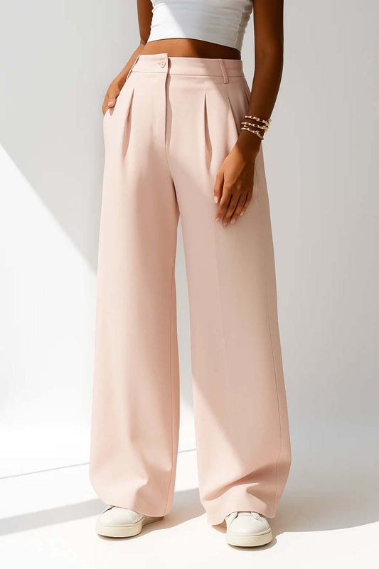 Greer | Women's High-Waisted Pleated Wide-Leg Trousers
