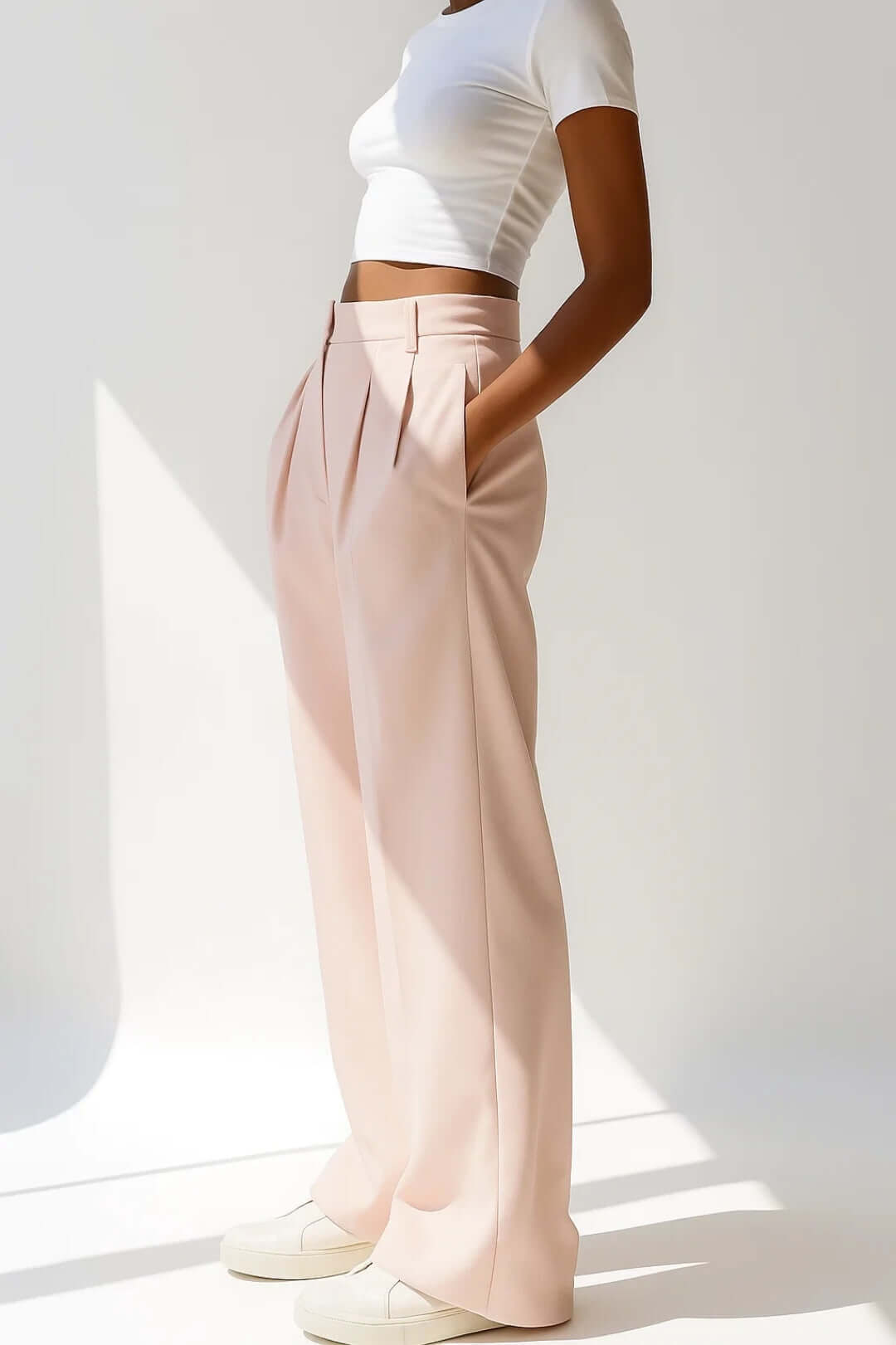 Greer | Women's High-Waisted Pleated Wide-Leg Trousers