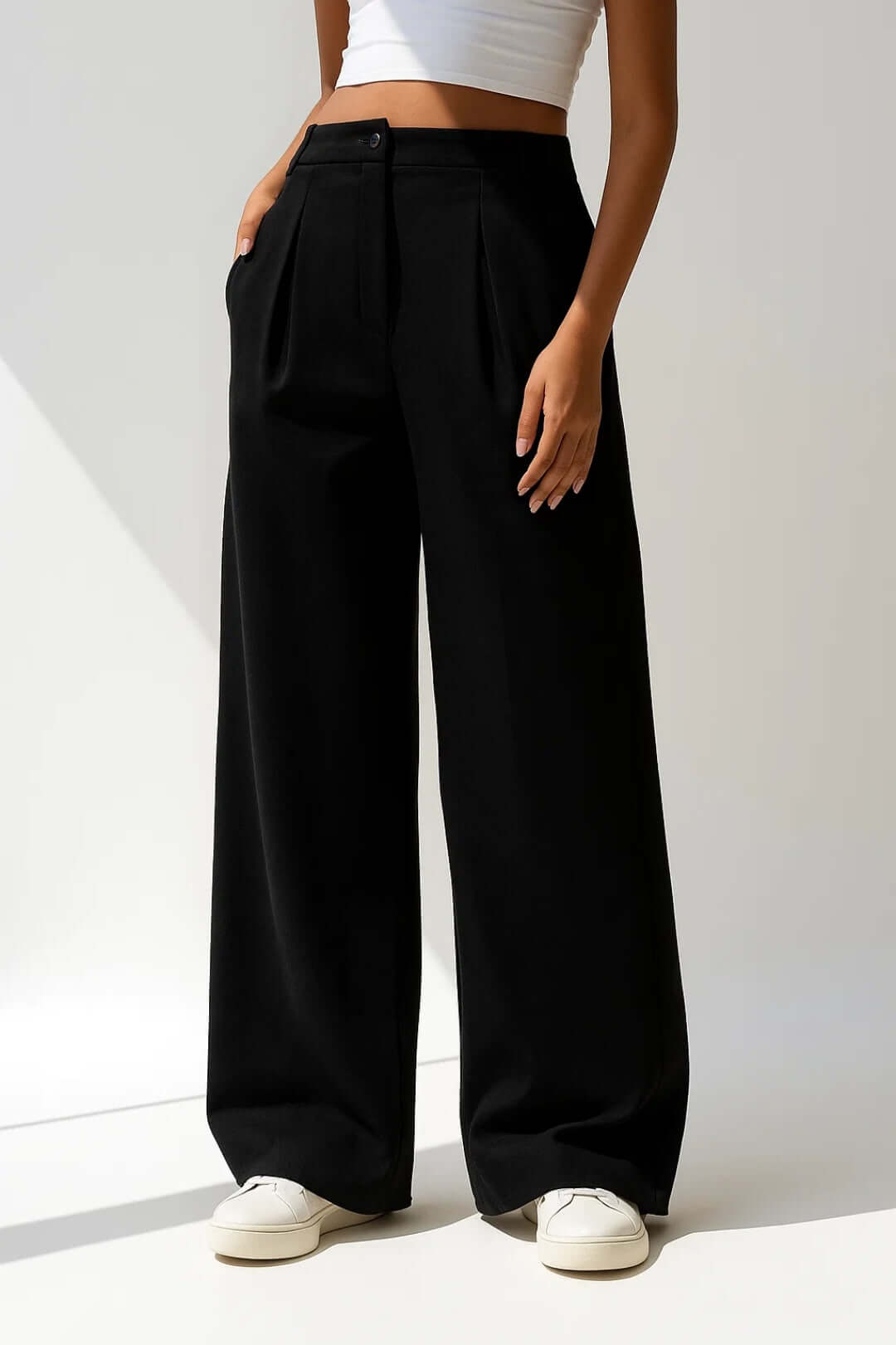Greer | Women's High-Waisted Pleated Wide-Leg Trousers