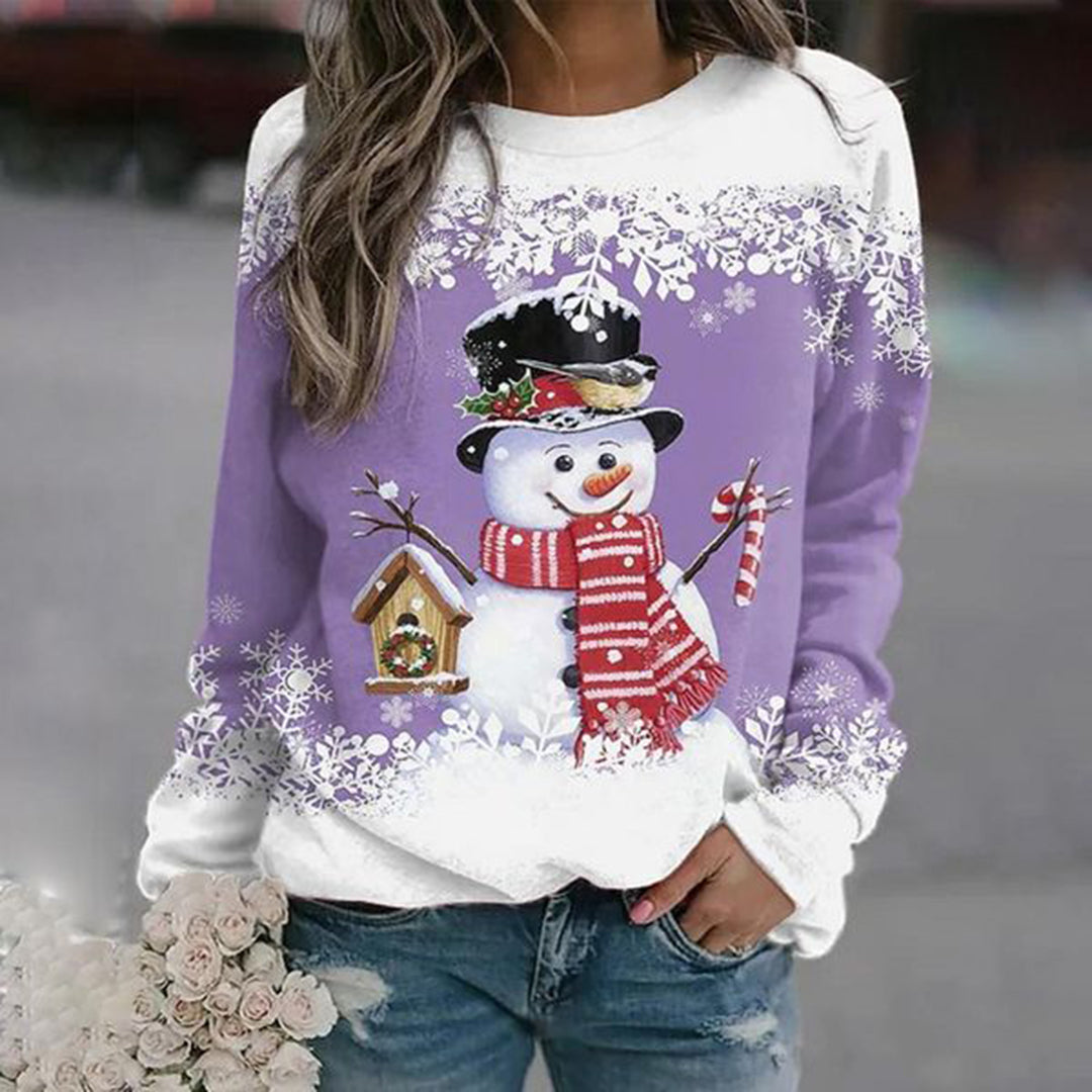 Runa | Women's Festive Snowman Christmas Jumper in Soft Midweight Knit