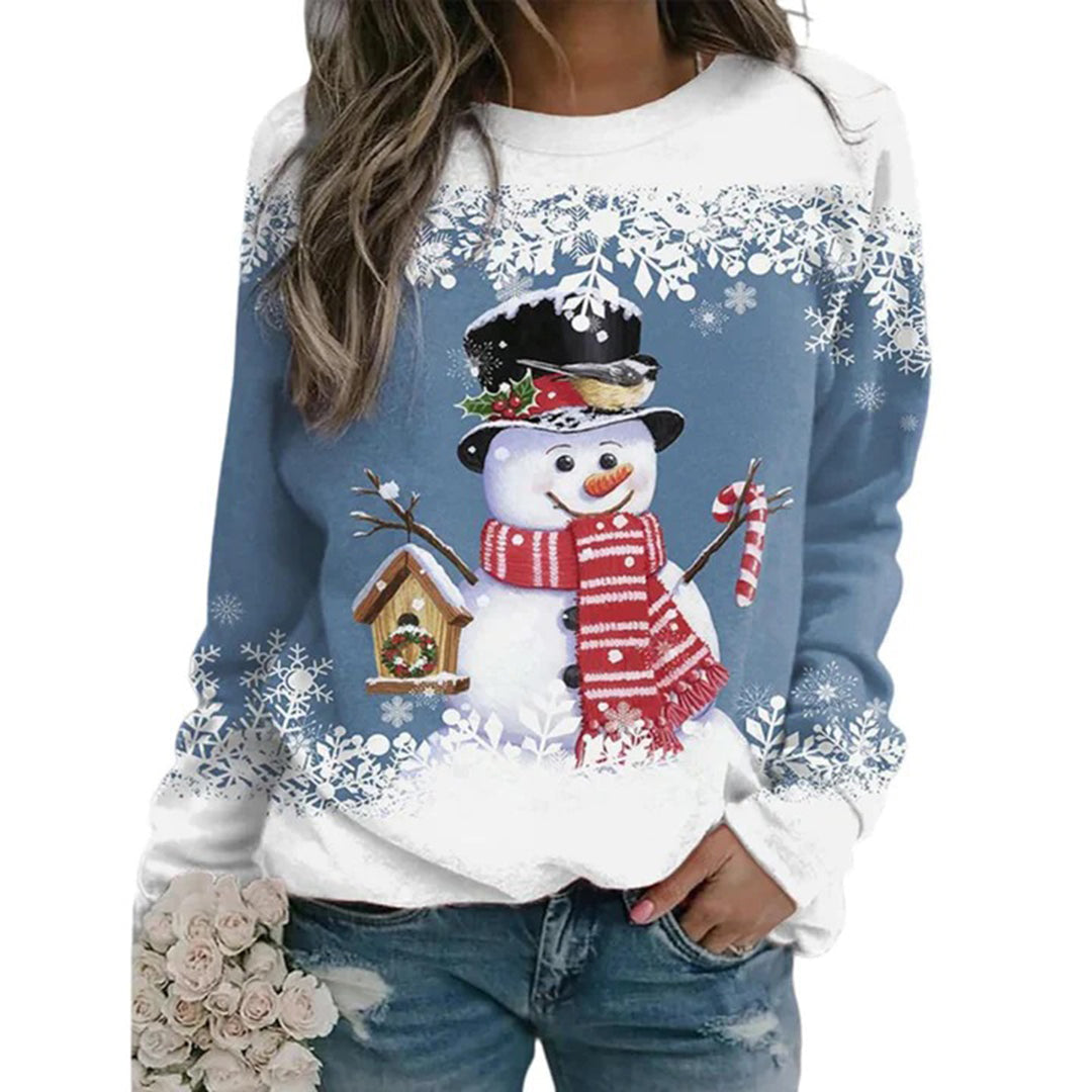 Runa | Women's Festive Snowman Christmas Jumper in Soft Midweight Knit