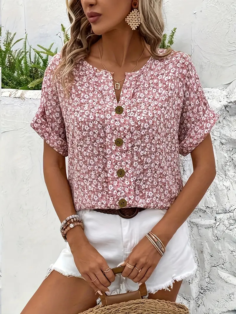 Rosabelle | Women's Floral Button Detail Blouse